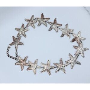 Vintage Escada Starfish Chain Belt Silver Tone Made in Spain Distressed Mermaid